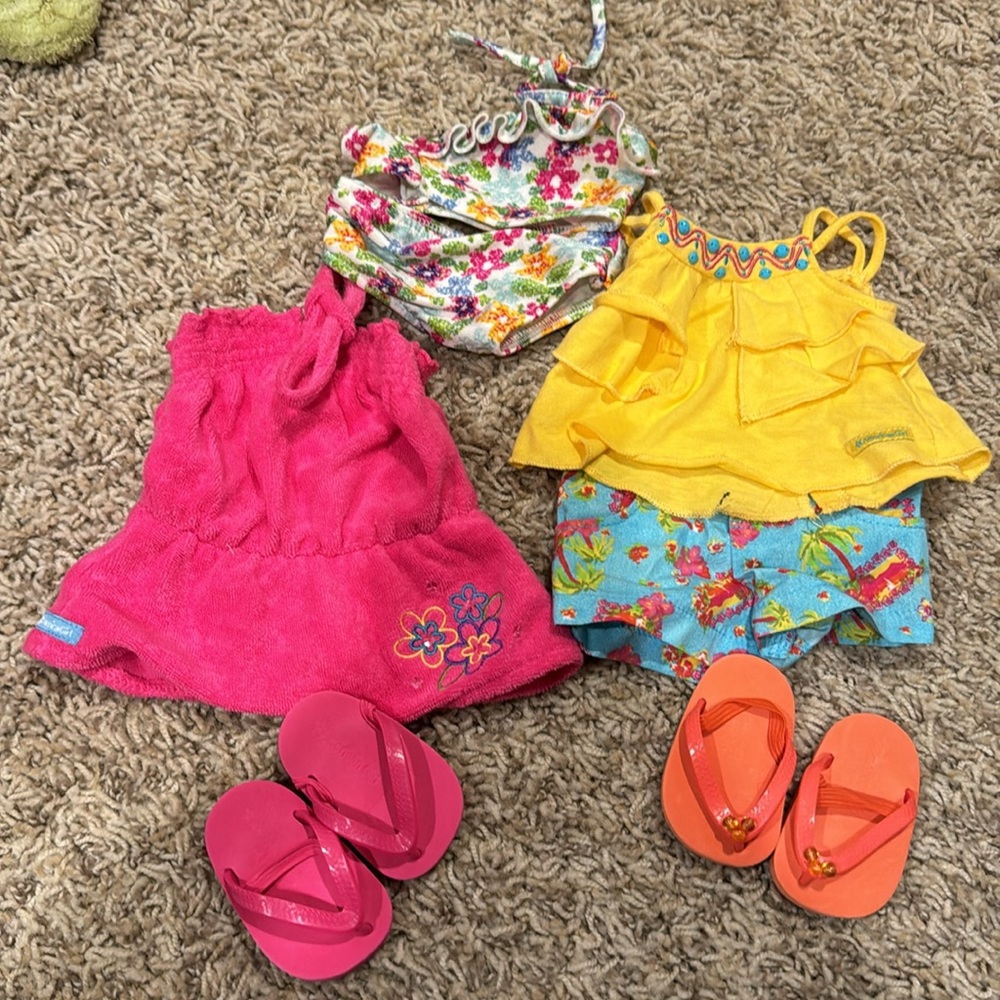 American Girl Tropical Isles beach set swim suit and flip flops too